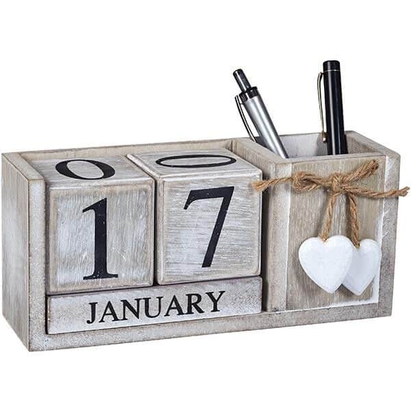 מעמד קלנדר תאריכון קוביות עץ