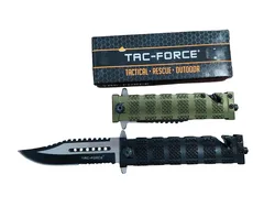 אולר חילוץ והישרדות טקטי 21 ס"מ TAC-FORCE | אולר קפיץ חצי-אוטומטי כולל שוברי חלונות וחותך חגורות