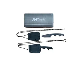 סכין צוואר טקטית קומפקטית 12 ס"מ MTech USA | סכין להב קבוע כוללת נרתיק קשיח ושרשרת נשיאה